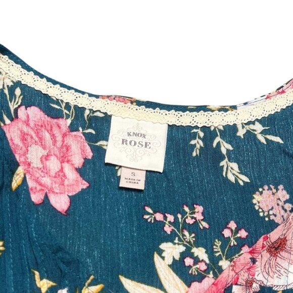 Knox Rose Dress Womens Size S Blue Pink Floral Paisley Midi Maxi Ruffle - Picture 3 of 4